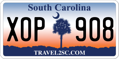 SC license plate XOP908