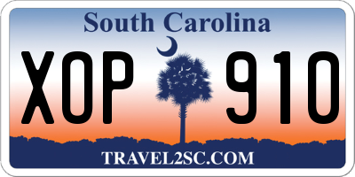 SC license plate XOP910