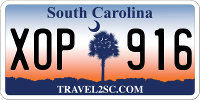 SC license plate XOP916