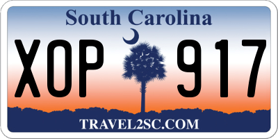 SC license plate XOP917