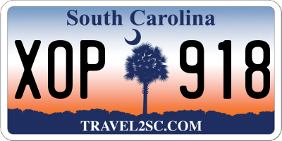 SC license plate XOP918