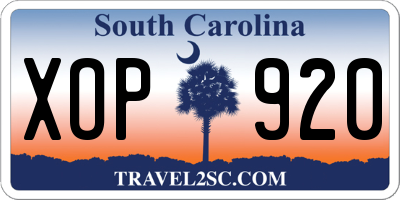 SC license plate XOP920