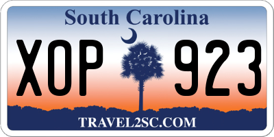 SC license plate XOP923
