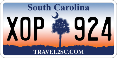 SC license plate XOP924