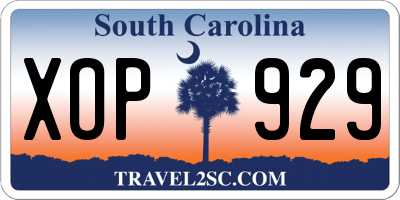 SC license plate XOP929