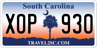 SC license plate XOP930