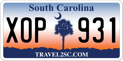 SC license plate XOP931