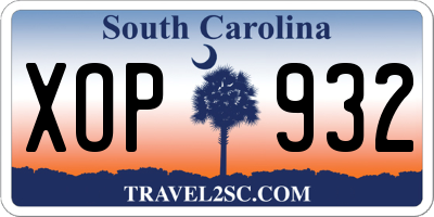 SC license plate XOP932