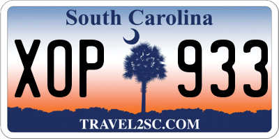 SC license plate XOP933