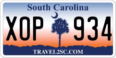 SC license plate XOP934