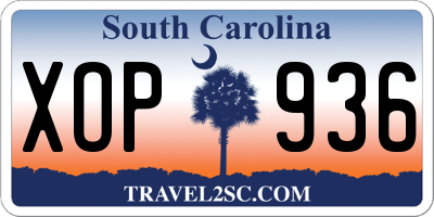 SC license plate XOP936