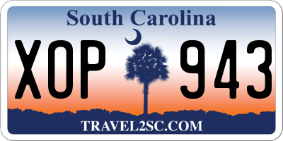 SC license plate XOP943