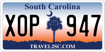 SC license plate XOP947