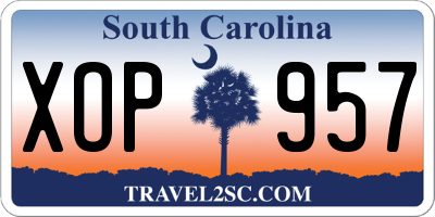 SC license plate XOP957