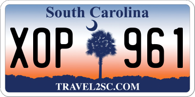 SC license plate XOP961