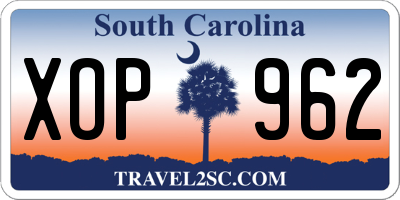 SC license plate XOP962