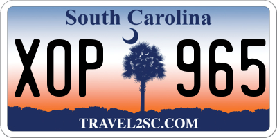 SC license plate XOP965