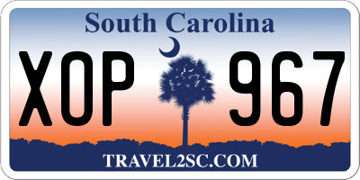 SC license plate XOP967