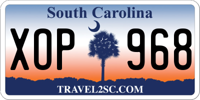 SC license plate XOP968