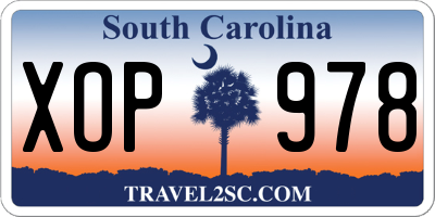 SC license plate XOP978