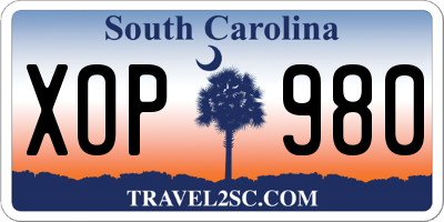 SC license plate XOP980