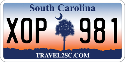SC license plate XOP981