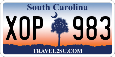 SC license plate XOP983