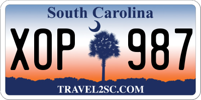 SC license plate XOP987