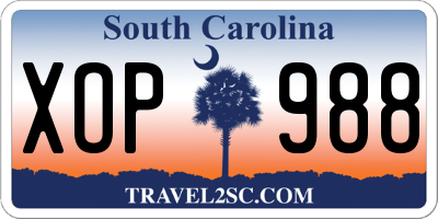 SC license plate XOP988