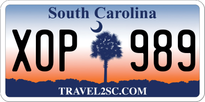 SC license plate XOP989