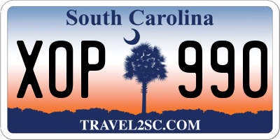 SC license plate XOP990