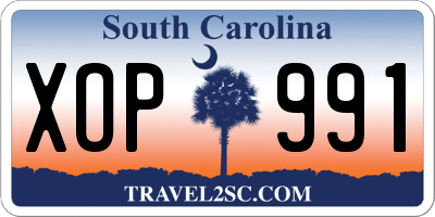 SC license plate XOP991