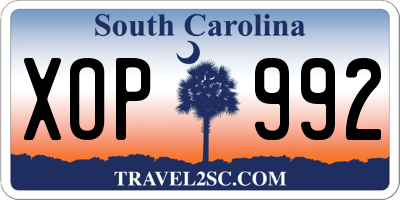 SC license plate XOP992