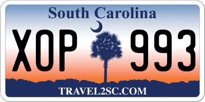 SC license plate XOP993