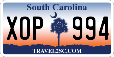 SC license plate XOP994