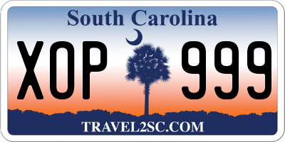 SC license plate XOP999