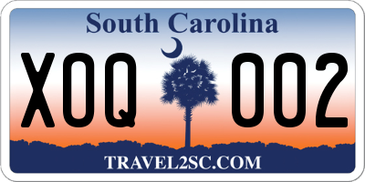 SC license plate XOQ002