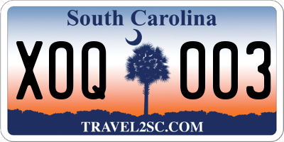 SC license plate XOQ003