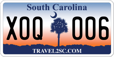 SC license plate XOQ006
