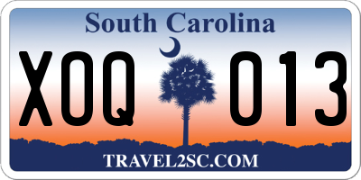 SC license plate XOQ013