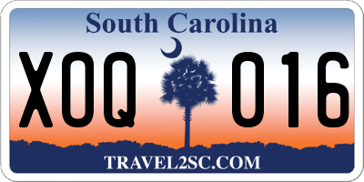 SC license plate XOQ016