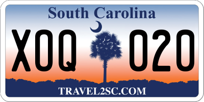 SC license plate XOQ020