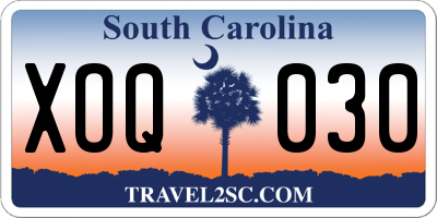 SC license plate XOQ030