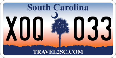 SC license plate XOQ033