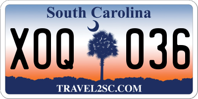 SC license plate XOQ036