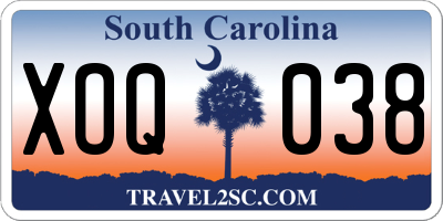 SC license plate XOQ038
