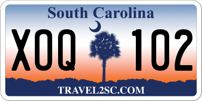 SC license plate XOQ102
