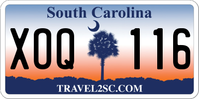 SC license plate XOQ116