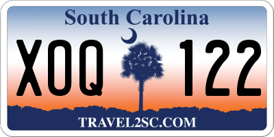 SC license plate XOQ122