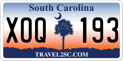 SC license plate XOQ193